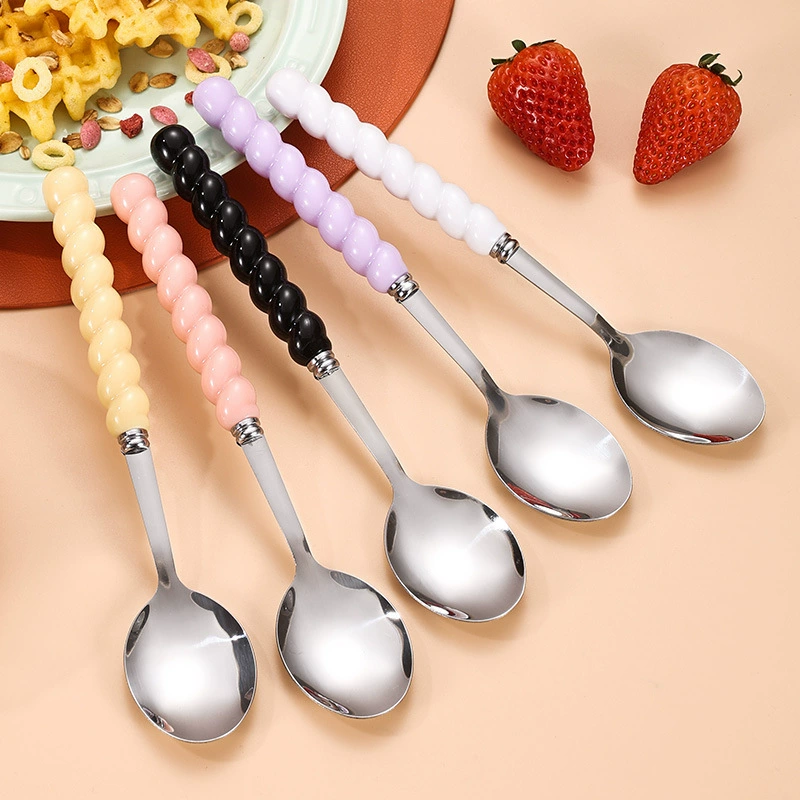Ложка для домашнего использования из нержавеющей стали высокого класса, изысканная имитация керамики