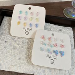 少女心透明树脂耳针耳钉海洋海星粉色可爱甜美新款组合套装耳饰