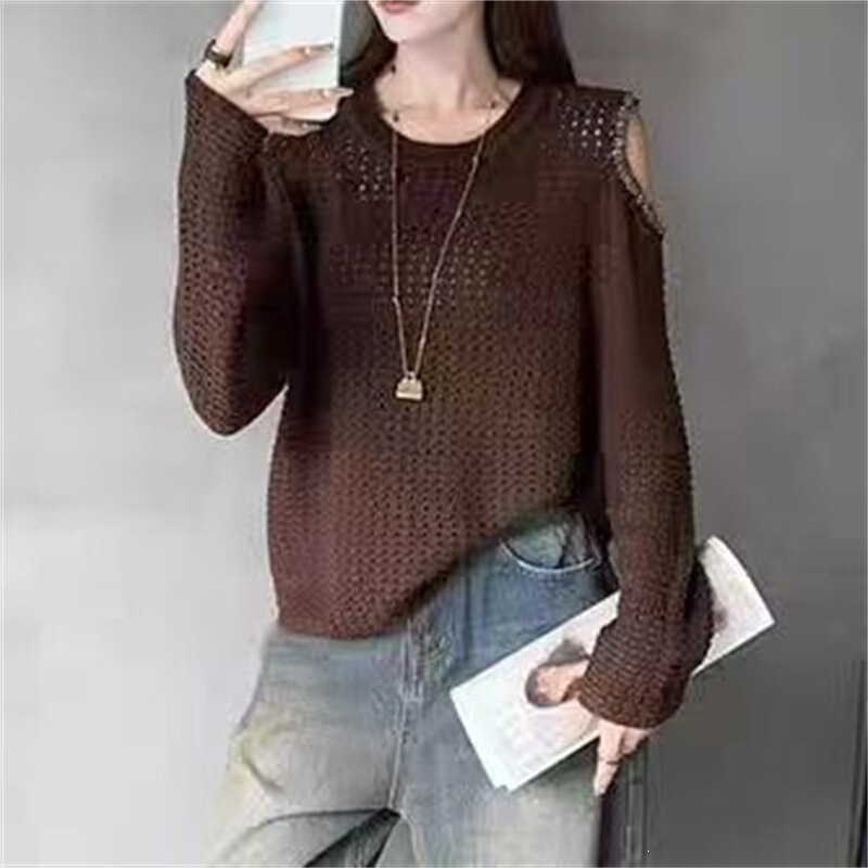2026 Spring/Summer New Hollow Knit Sweater, Thin Round Neck Loose Pullover Versatile Sweater for Women, Fashionable Cover-Up Top