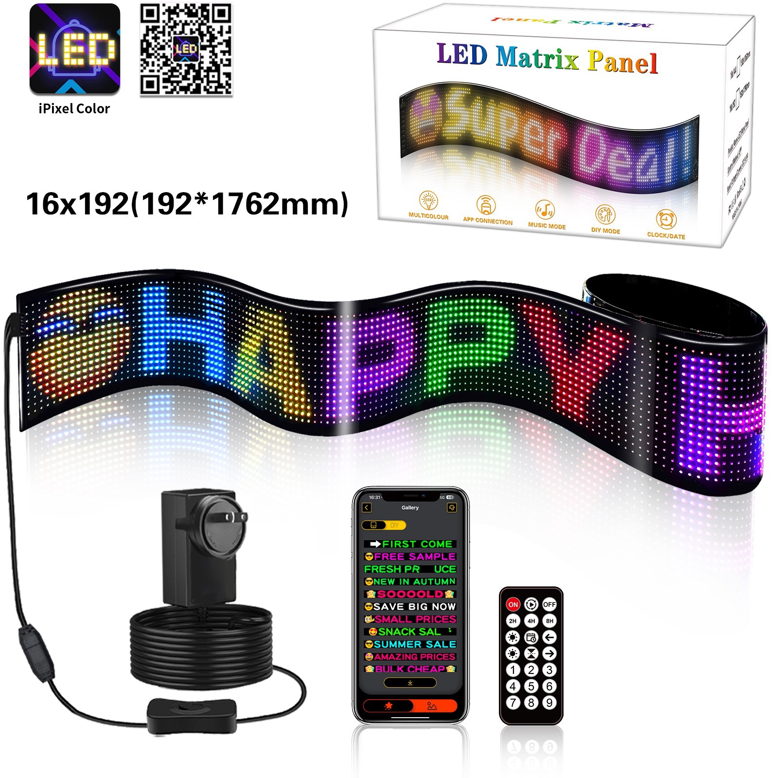 Amazon Led car sign display flexible publicidad LED pantalla suave con control remoto fabricante de comercio exterior transfronterizo