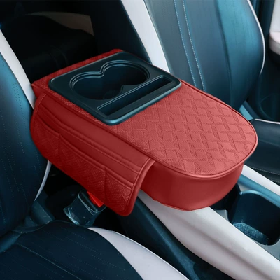 Armrest box pad Cup Holder Multifunctional Central - wine-red