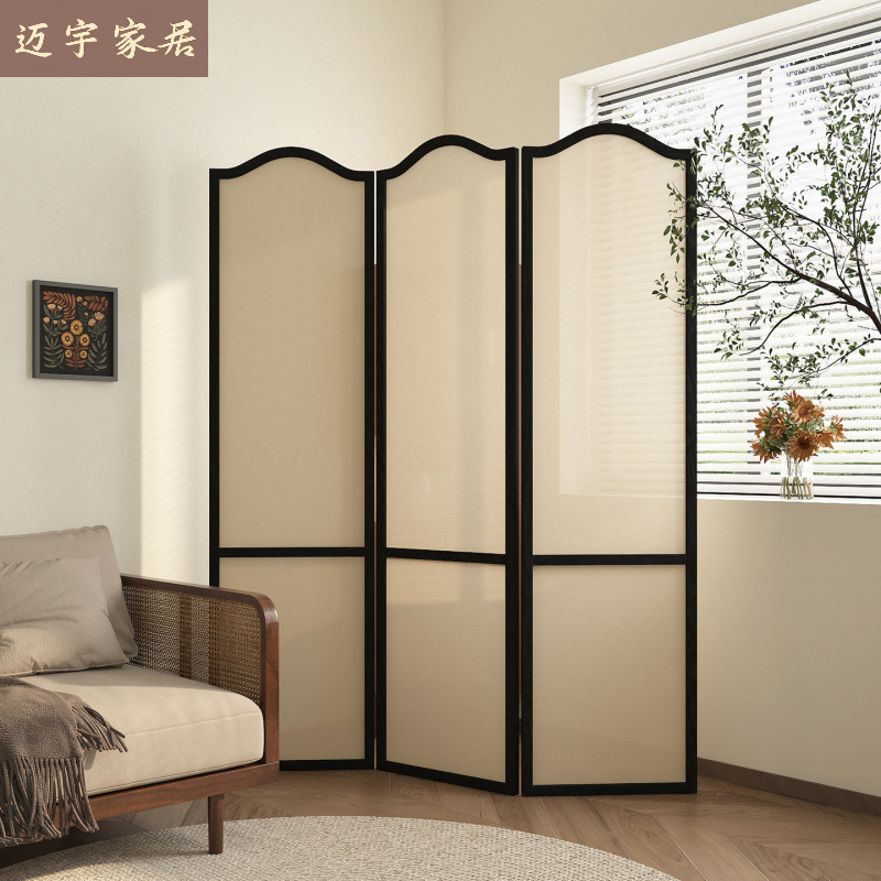 Simple Modern Screen for Entryway, Living Room Partition, Foldable and Movable, New Curved Design, Cream Style