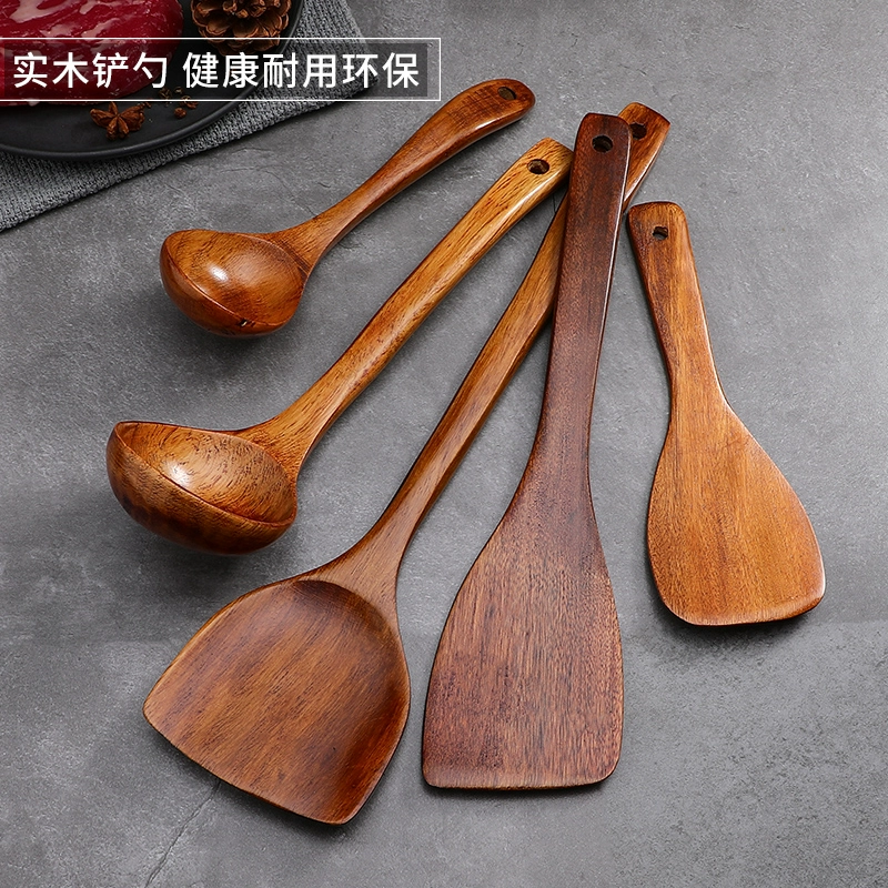 Wooden spatula household kitchen non-stick pan wooden kitchen utensils wooden spoon high temperature resistant wood cooking spatula