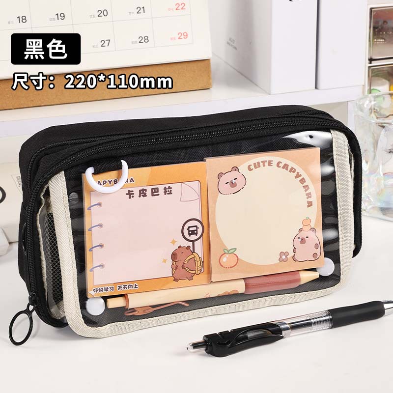 Bolsa de bolígrafo transparente Bolsa de papelería multifuncional para niñas estudiantes de primaria, estudiantes de secundaria secundaria, niños de alto valor facial, tamaño súper grande