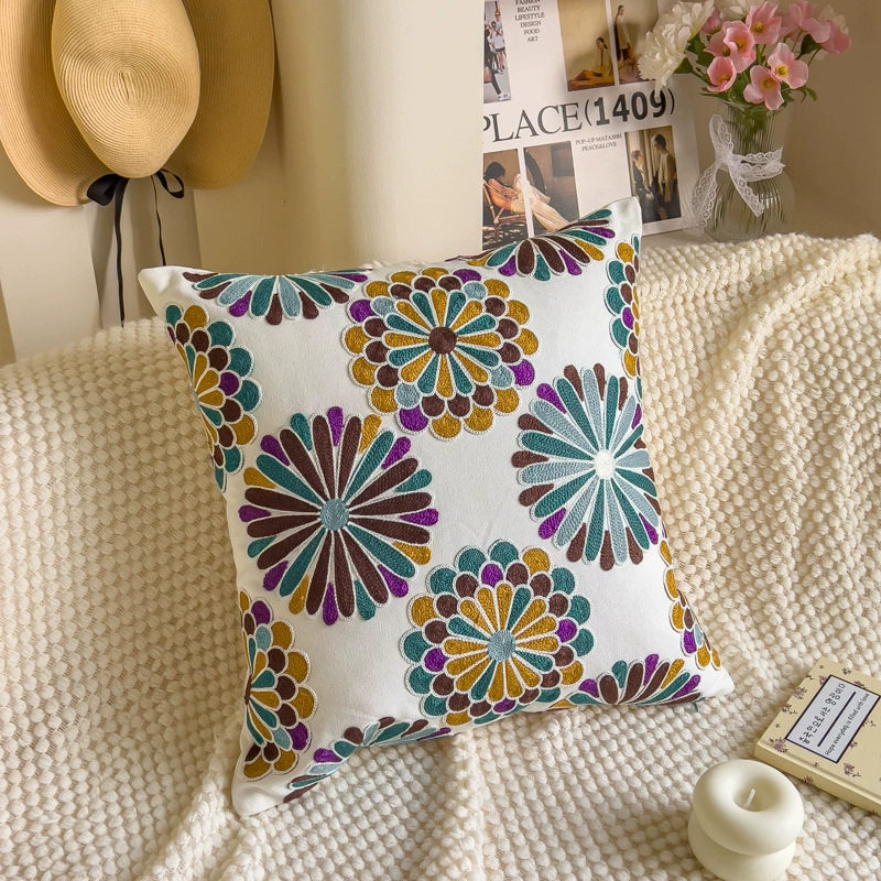 Towel, cloth for bed, tape, sofa, pillow, flowered, with embroidery