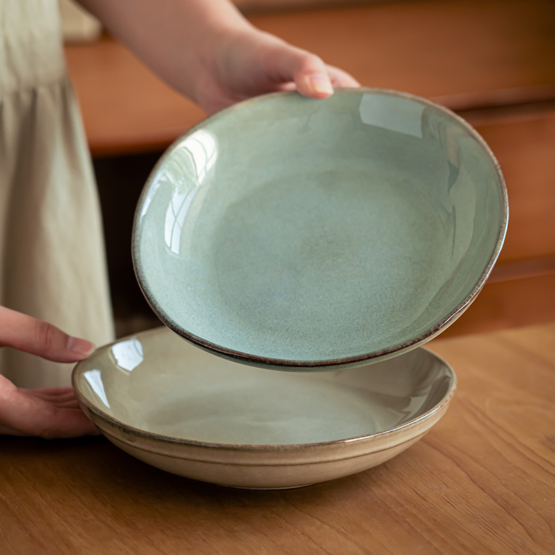 Creatividad japonesa para hacer viejos cuencos de cerámica sólida, cuencos de platos de restaurante, cuencos de ensalada, cuencos de pasta
