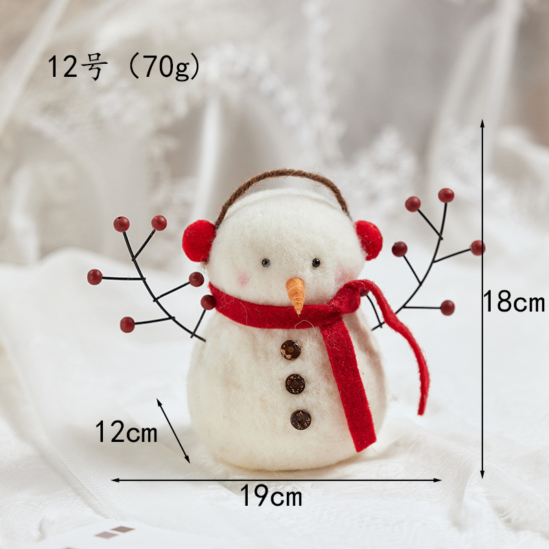 Adornos de fieltro de lana de Navidad acabados, muñeco de nieve anciano, muñeca, alce, decoraciones de Navidad para escritorio, regalos de Navidad