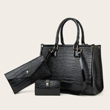 时尚百搭鳄鱼纹三件套跨境欧美外贸单肩斜挎子母套包厂家直销