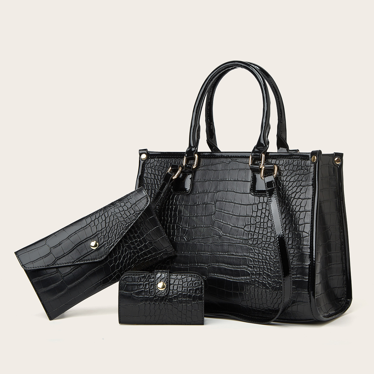 时尚百搭鳄鱼纹三件套跨境欧美外贸单肩斜挎子母套包厂家直销