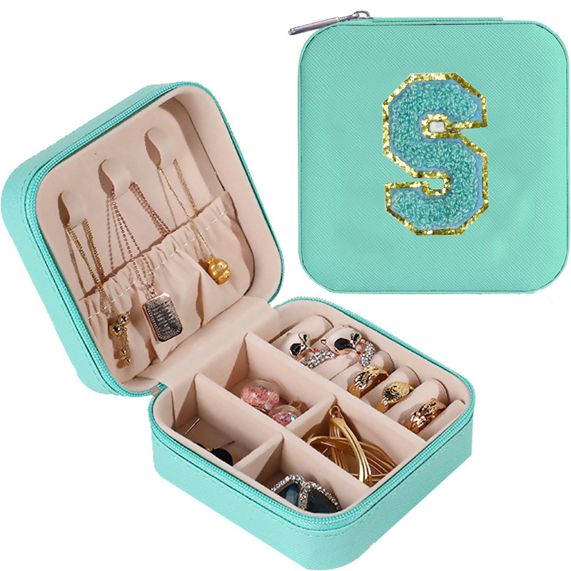 Cross-border de cuero Stud pendientes de gran capacidad de la joyería de la caja de la joyería del anillo caja de almacenamiento portátil