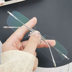 Rimless glasses pure titanium light titanium rimless myopia glasses for men online anti-blue light discoloration eye frames for women