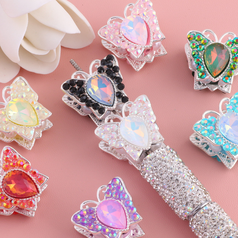 Cross-border heavy industry double-sided alloy butterfly zircon drill ball straight hole beads DIY mobile phone chain key chain bag chain accessories Cross-border heavy industry double-sided alloy butterfly zircon drill ball straight hole beads DIY mobile phone chain key chain bag chain accessories