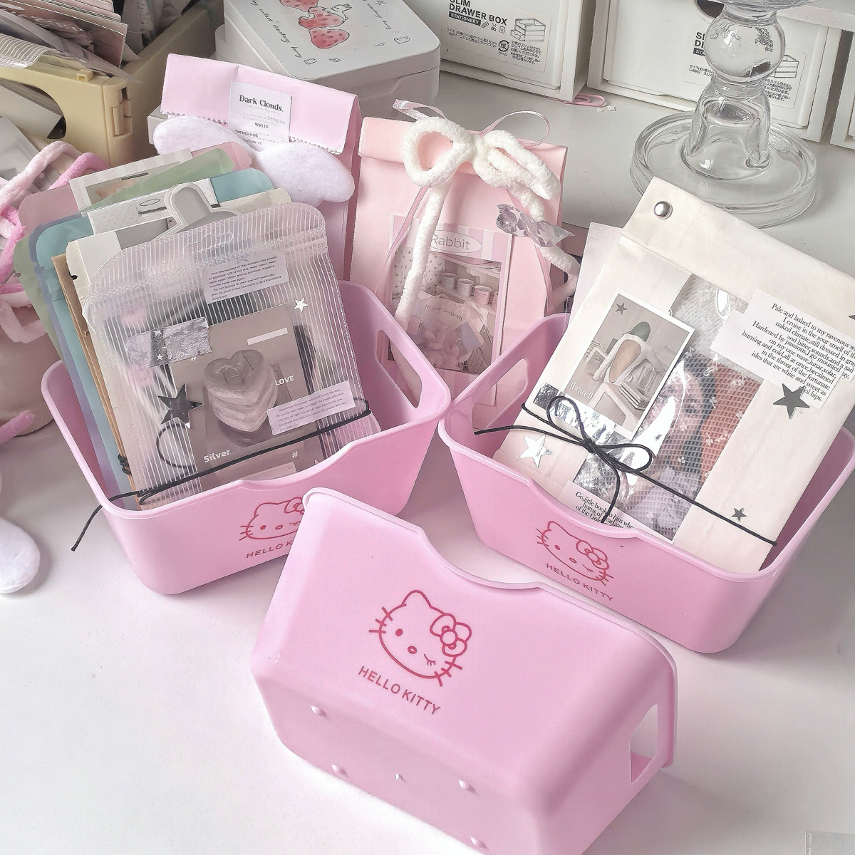 Small cartoon rectangular storage box, 7.5×12 & 15.5×10.5 cm, 7 cm high