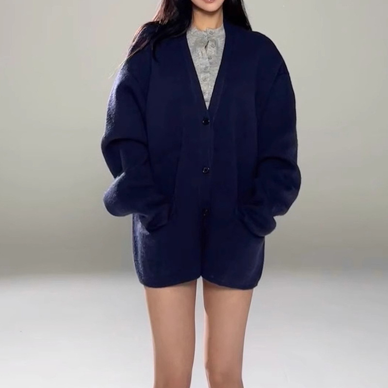 Clearance Sale American-Style Spicy Girl Loose-Fit Chunky Knit Cardigan for Women, Lazy Style, High-End Thick Warm Oversized Sweater Coat