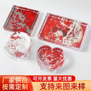 英寸亚克力动态闪粉相框液体雪花亮片摆件可定制照片节日送礼好物