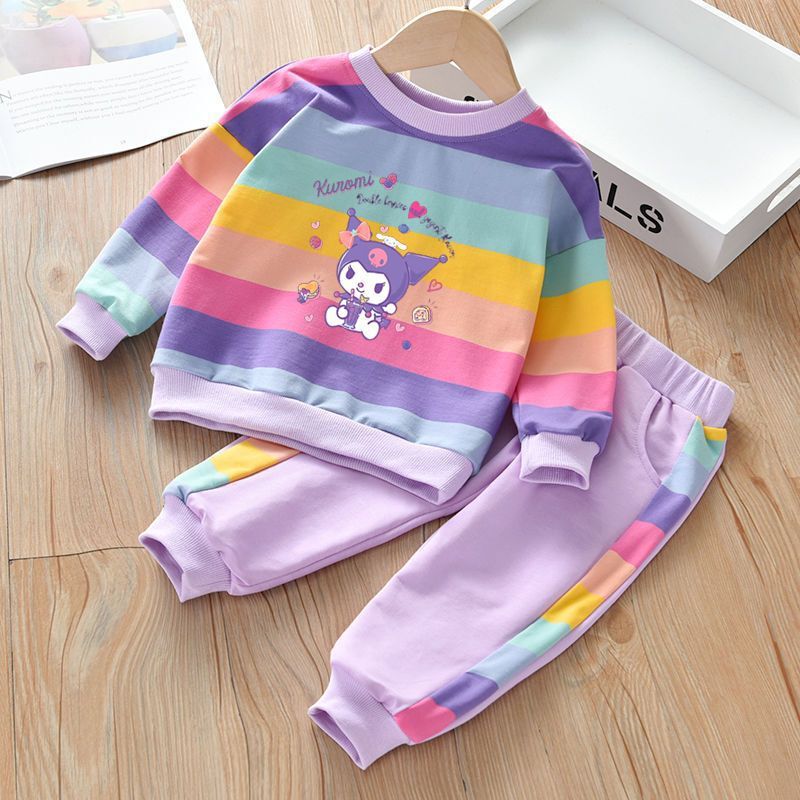 Girls' Autumn Cartoon Outfit 2026 New Stylish Children's Sweatshirt and Sports Pants Two-Piece Set for Spring and Autumn