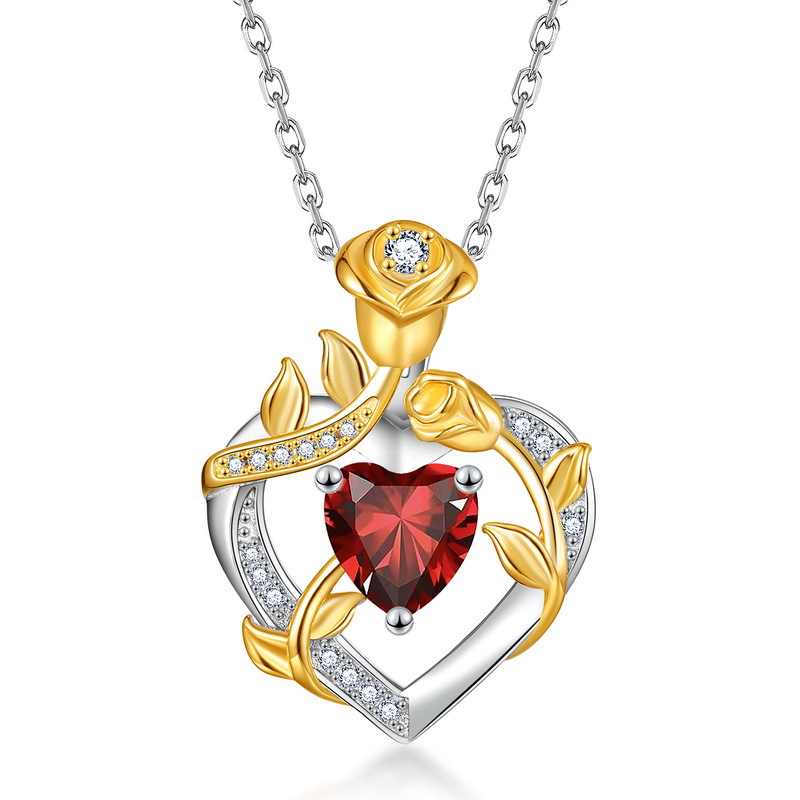 Europa y América Cross-border piedra rosa amor color tesoro collar colgante S925 plata con incrustaciones de diamantes cadena de clavícula mujer