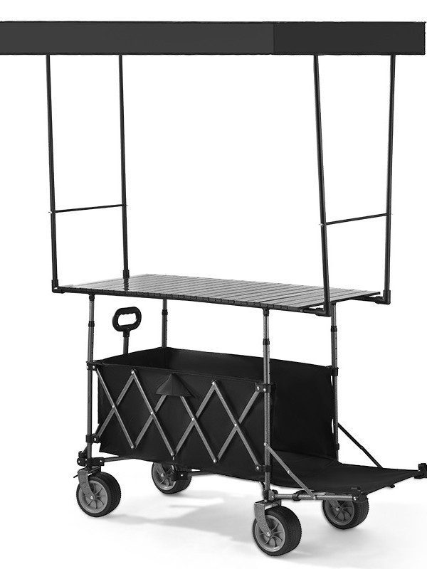 Carrito de Camping Portátil de Hierro con Manija Telescópica y Ruedas Universales para Picnic