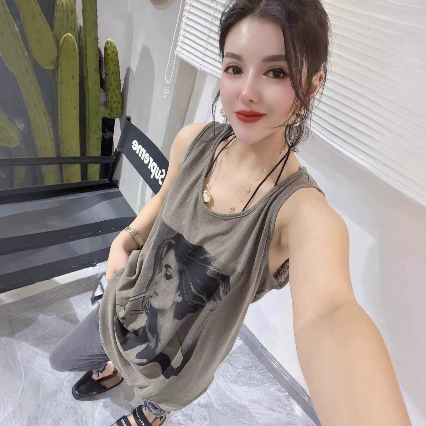 Big summer fashionable T-shirt sleevless, tank top, plus size