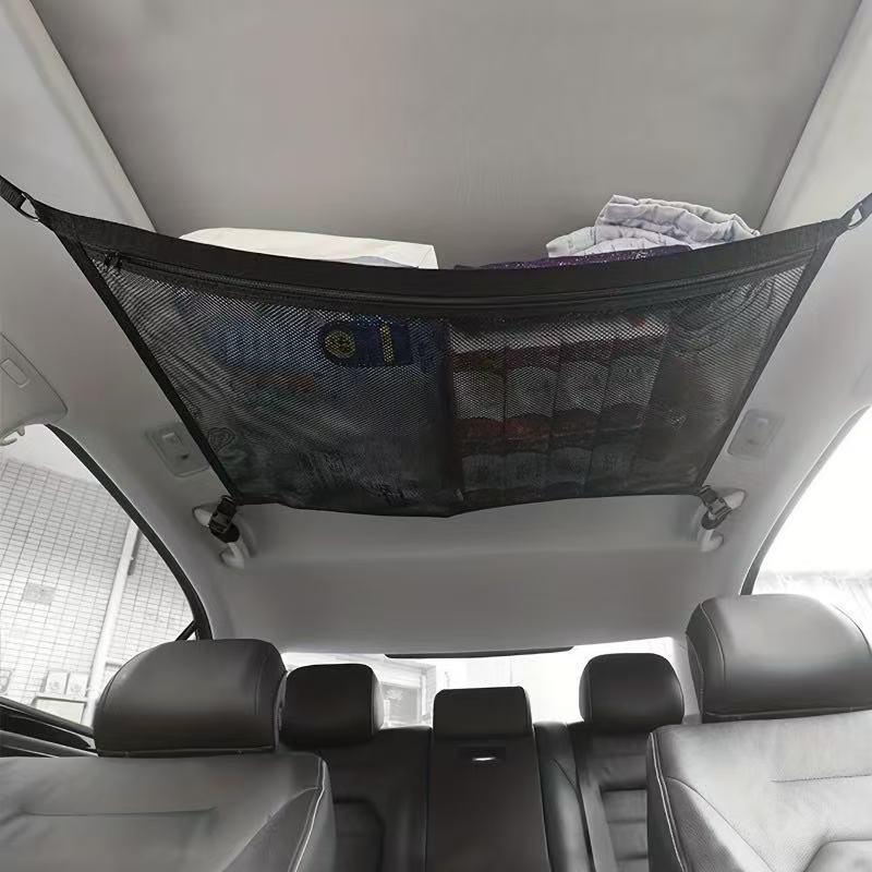 Cross-Border Hot Products Self-Driving Car Travel Supplies Mesh Storage Hanging Bag Car Elastic Storage Ceiling Bag Car