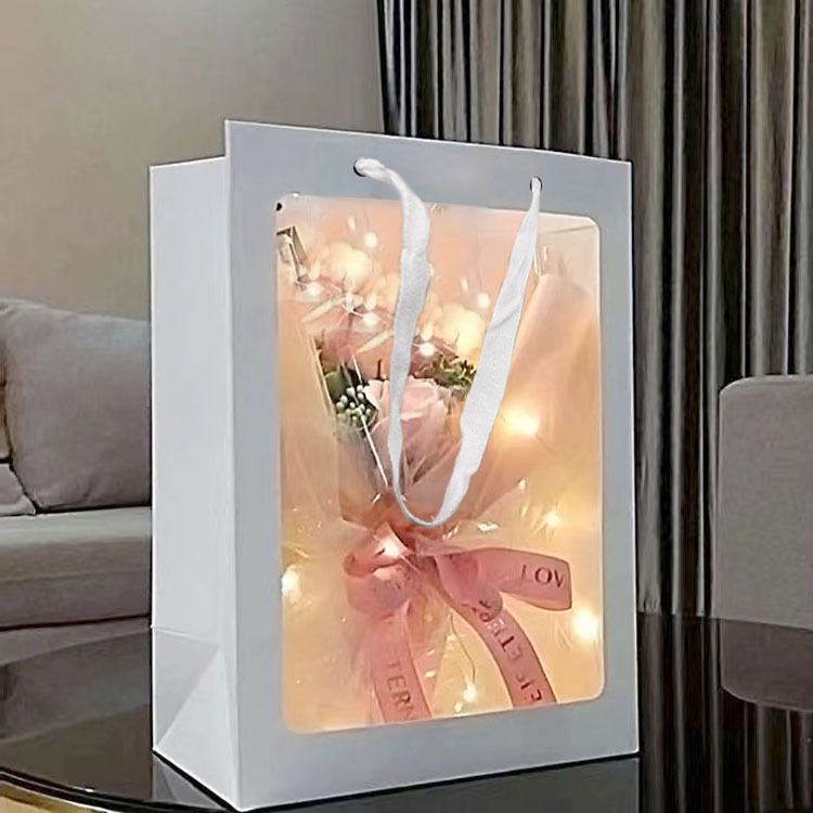 Factory wholesale transparent window bag flower packaging gift bag window gift packaging bag window paper bag