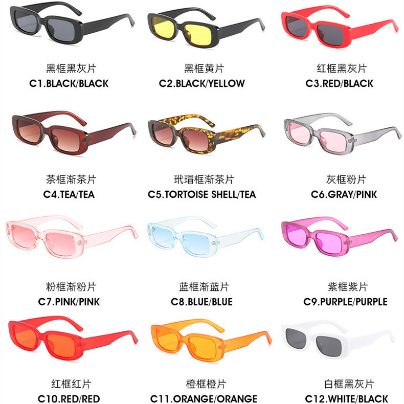 Gafas de sol rectangulares estilo ins, moda hip hop unisex, diseño fluorescente tipo Hong Kong, tendencia TikTok callejera