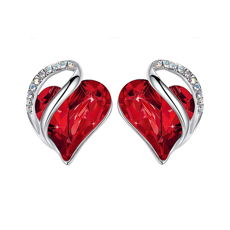 Simple Style Heart Shape Alloy Heart Plating Artificial Gemstones Womenu0027S Ear Studs