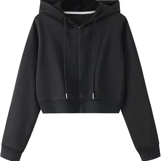 Women's Sweatshirt Cropped Top Zip Hoodie Long Sleeve Sweatshirt