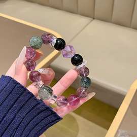 【纳万镜】天然乌拉圭紫水晶手链 正品白水晶招财 紫水晶手串转运
