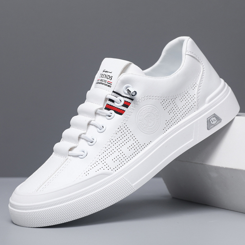 Men's Summer Breathable Sneakers 2025 New Men's Leather Casual Shoes Men's Foreign Trade White Shoes Sports Shoes Men's Shoes
