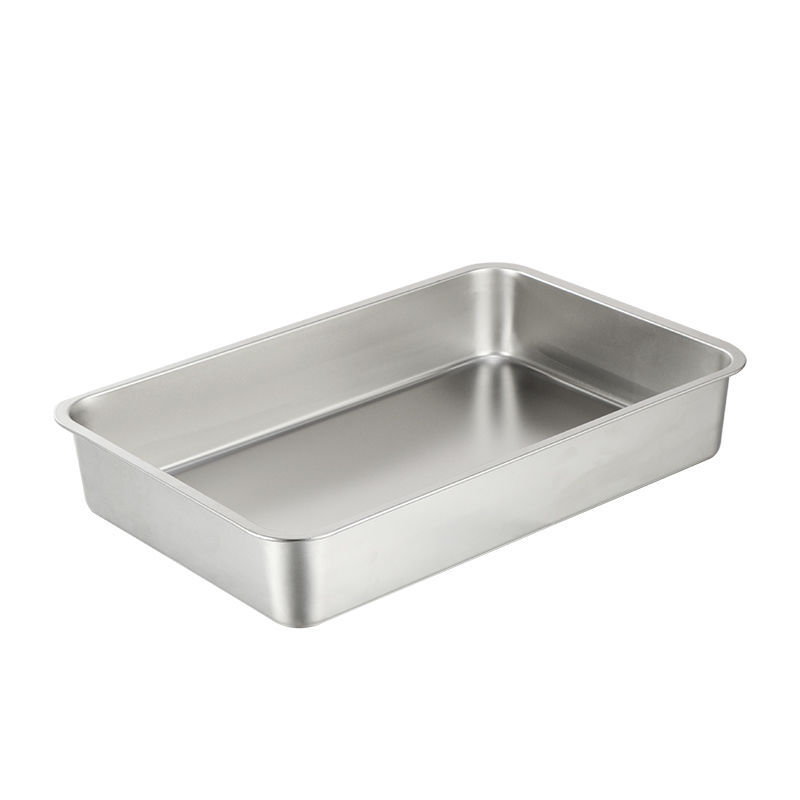 Pallet business 304 stainless steel Deepen Flat bottom rectangle Large Snack tray fish dish Buffet Vegetable basin