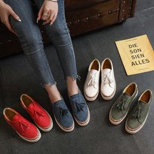 外贸大码女鞋2021夏季新款复古圆头松紧镂空单鞋休闲流苏平底板鞋