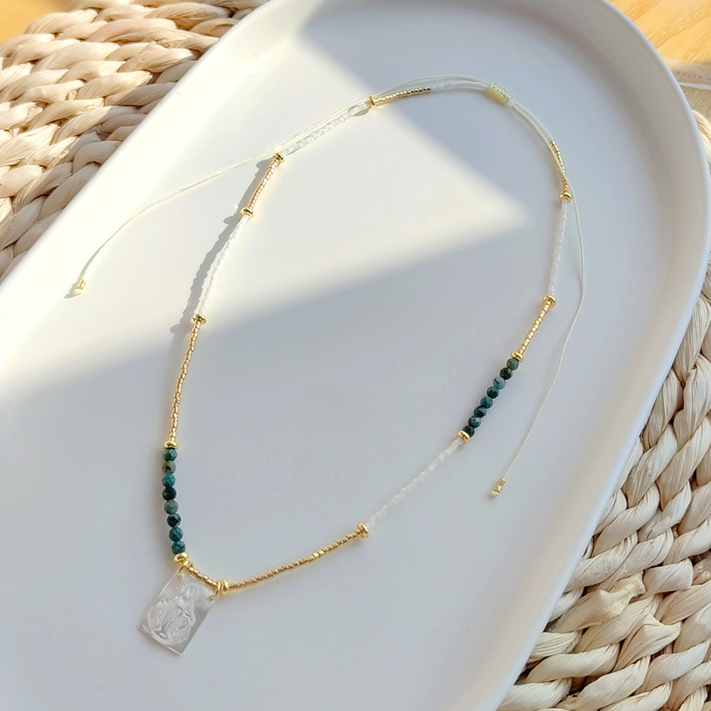 1 Piece Ethnic Style Geometric Devil's Eye Heart Shape Turquoise Pearl Shell Women's Necklace display picture 2