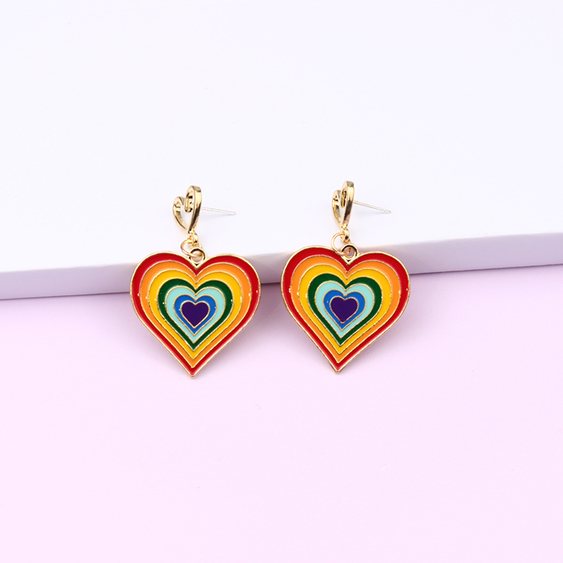 1 Pair Retro Heart Shape Alloy Enamel Women's Drop Earrings display picture 1