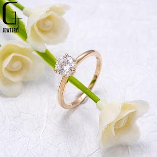10K Gold Classic Six-Claw 1 Carat Moissanite Women's High-End Niche Ring Proposal Wedding Anniversary