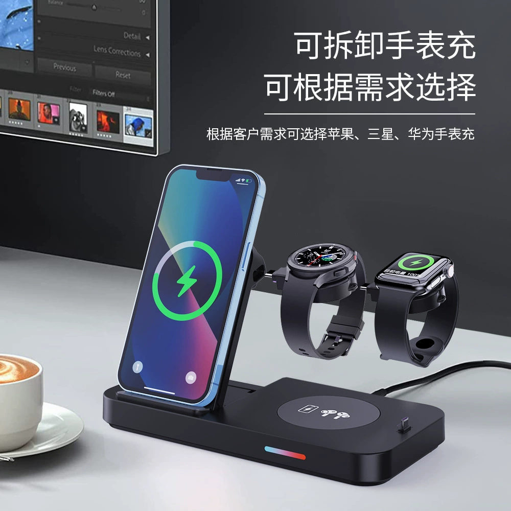 Apple, Samsung, с синхронизацией с телефоном, совместимые наушники, беспроводные складывающиеся часы, зарядное устройство, 15W