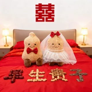 网红婚庆好柿花生压床娃娃毛绒玩具柿柿如意柿子公仔摆件装饰抱枕