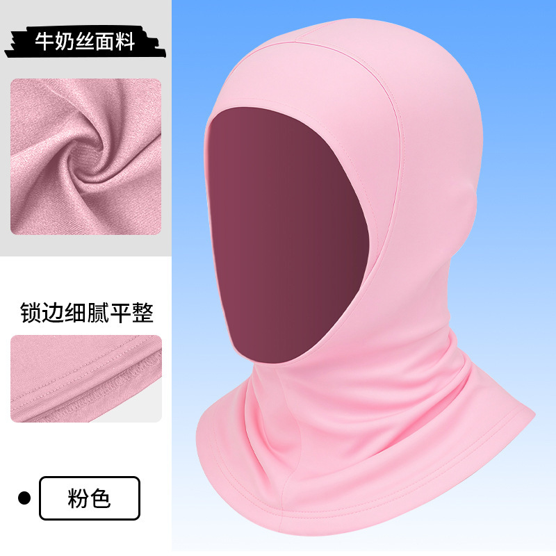 跨境夏纯色打底帽女时尚高弹薄款冰丝头巾帽加长护颈肩透气包头帽|undefined