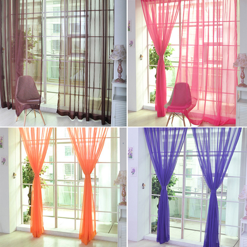 Amazon Exports Installation-Free Semi-Transparent Solid Color Door Curtain Gauze Household Curtains Bedroom Balcony Decorative Gauze