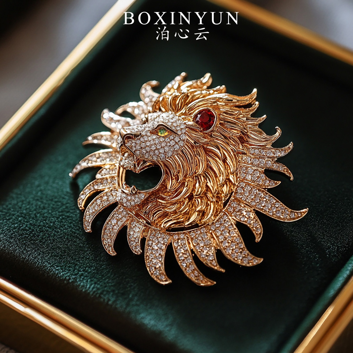 Boshin Cloud Original Design Golden Lion Magnetic Buckle Brooch, Personalized Trend, High-End Elegant and Unique Magnetic Buckle