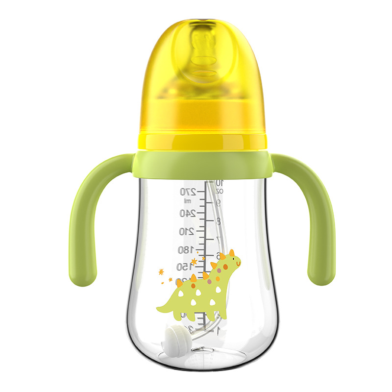 Bebé chupa 210/270ml con mango 0-12 meses de barriga serie PP biberón con pajita
