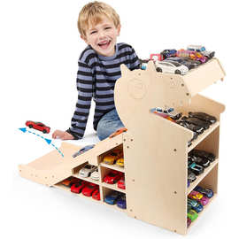 木质新款玩具收纳架恐龙造型小汽车模型存储架多层儿童玩具置物架