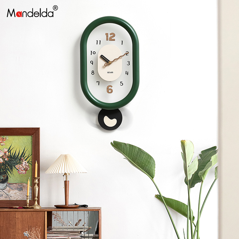Mandelda Punch-free Fashion Cream Style Living Room Wall Clock Light Luxury Creative Wall Clock Table Wall Decorations