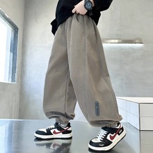 男童裤子秋冬款2025新款大童休闲裤加绒儿童运动裤春秋男孩宽松潮