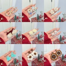 秋冬新款甜美可爱毛球花朵耳钉时尚个性创意毛线几何耳圈耳饰