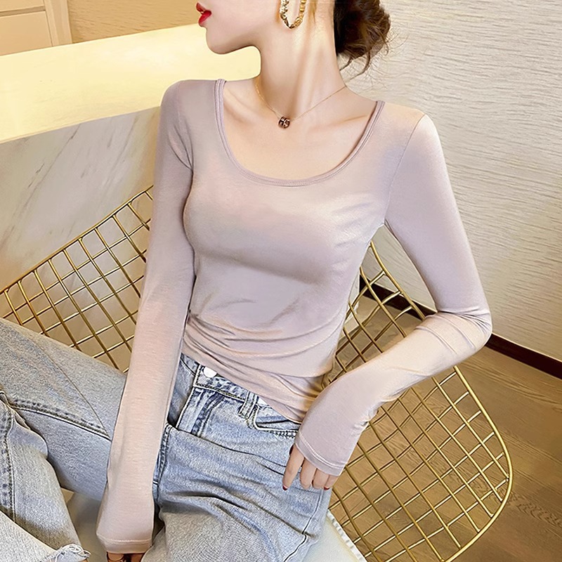 레더 핑크 [모달긴팔더블U칼라]