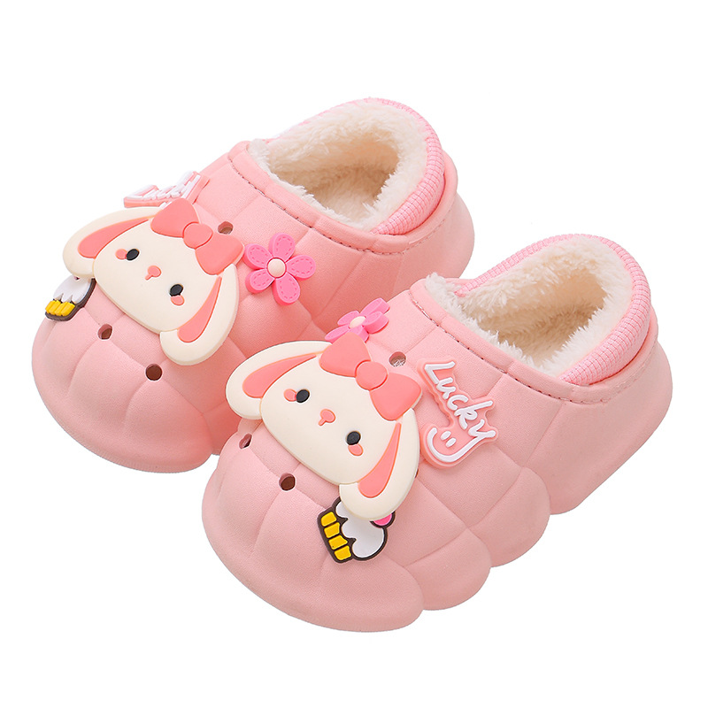 Zapatillas de algodón para niños de invierno niños y niñas cálidos forrados de lana de dibujos animados padre-hijo a prueba de agua bolsa para niños talón zapatos de algodón para bebés