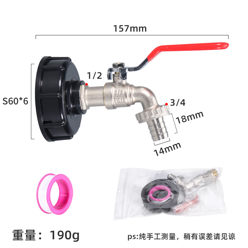 Adaptador de Grifo de Latón de 1/2" para Boquilla de Agua, Conector de 3/4" para Barril IBC, Accesorio Transfronterizo.