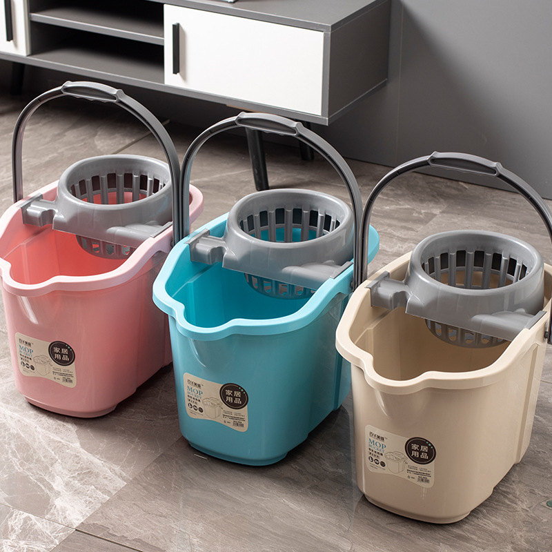 Thickened Household Mop Bucket with Wheels Manual Old-fashioned Lazy Mop Bucket Hand-pressed Water Filter Plastic Size Mop Bucket