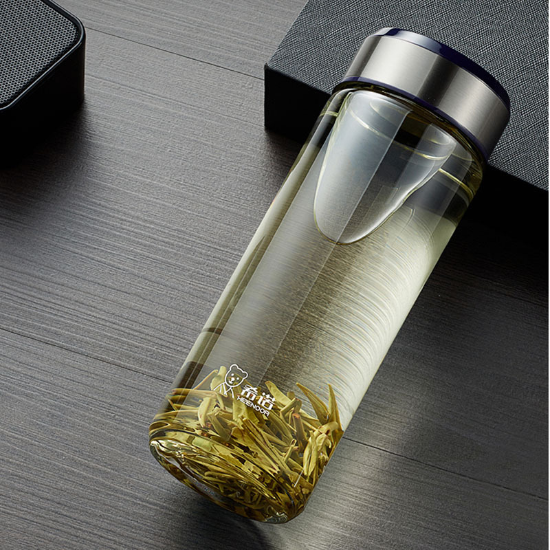 希諾 單層玻璃杯加厚簡約商務送禮茶杯男女便攜車載泡茶水杯6052